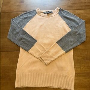 French Connection Light Pink and Gray Crew Neck Sweater Size Small